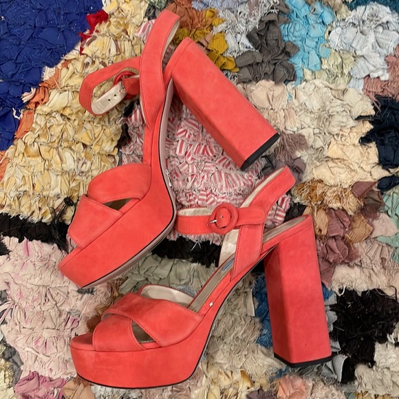 NWOB Prada Coral Suede Platform Sandals 39 - Picture 2 of 6